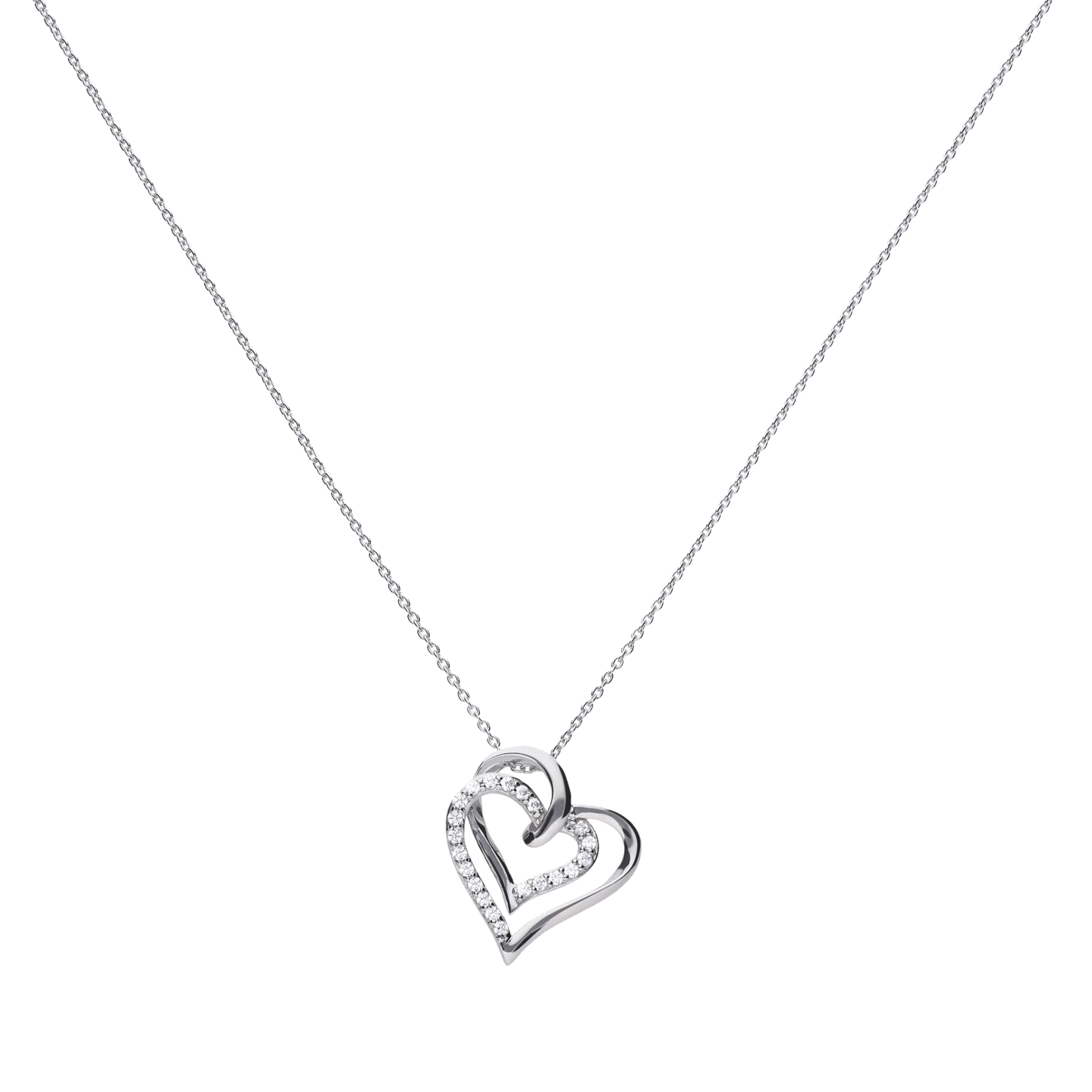 N4240 DF ZIRCONIA Entwined Hearts Necklace
