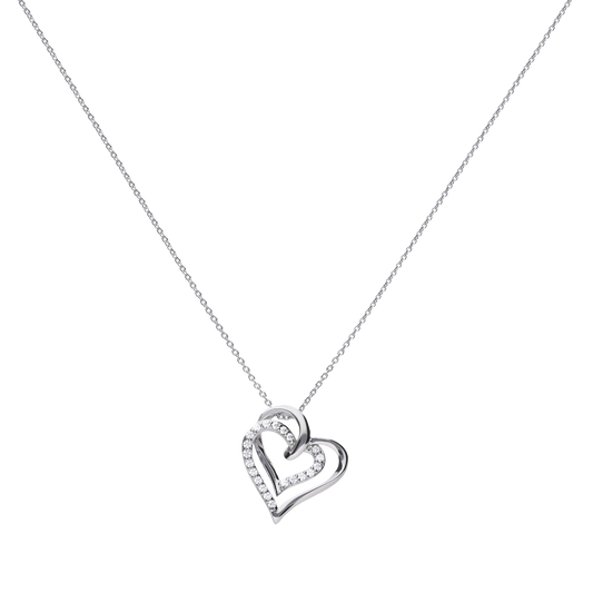 N4240 DF ZIRCONIA Entwined Hearts Necklace