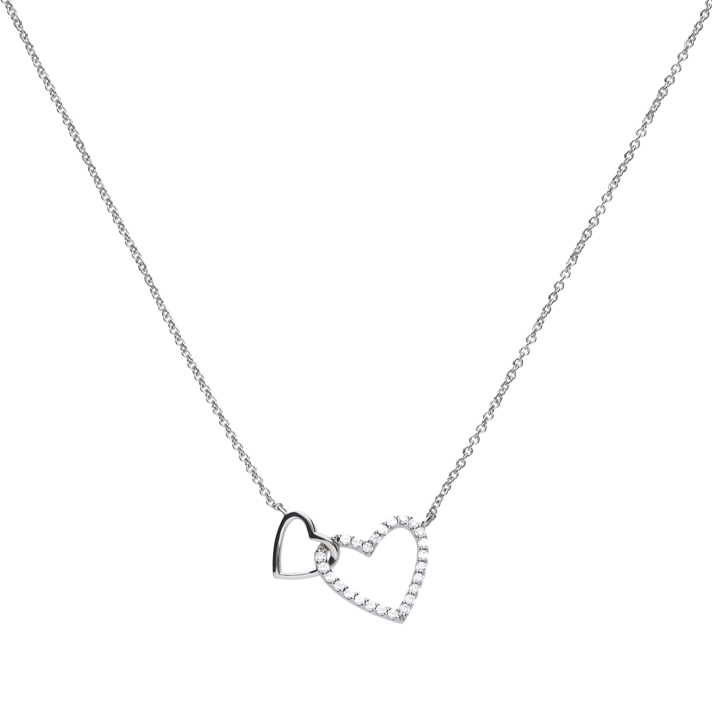 N4249 DF ZIRC Entwined Pve Hearts Necklace
