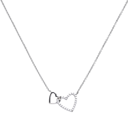 N4249 DF ZIRC Entwined Pve Hearts Necklace