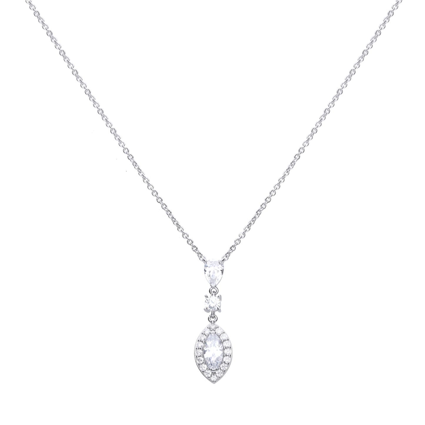 N4340 DF ZIRC Marquise Pave Drop Necklace