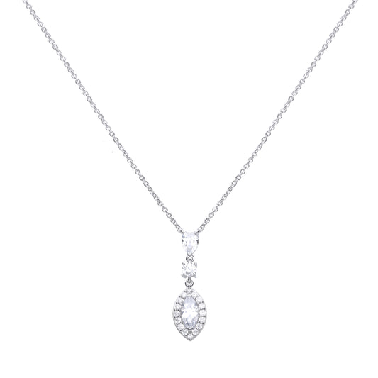 N4340 DF ZIRC Marquise Pave Drop Necklace