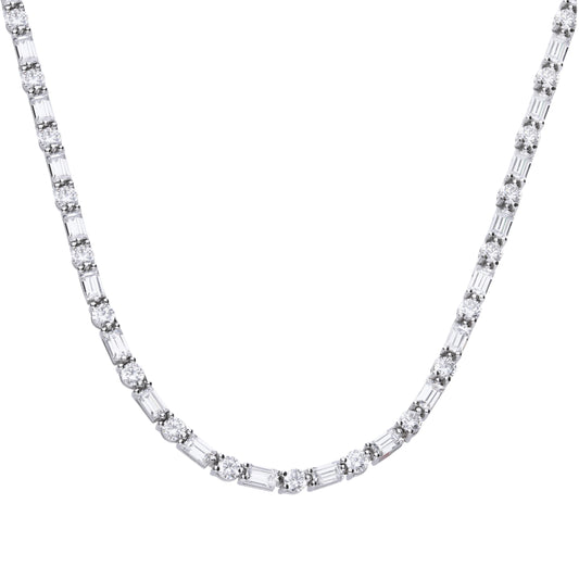 N4398 DF ZIRCONIA Baguette Round Necklace