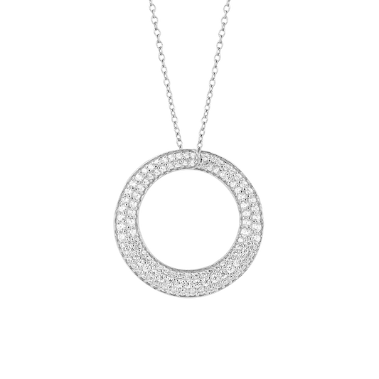N4498 DF ZIRC Pave Open Circle Necklace