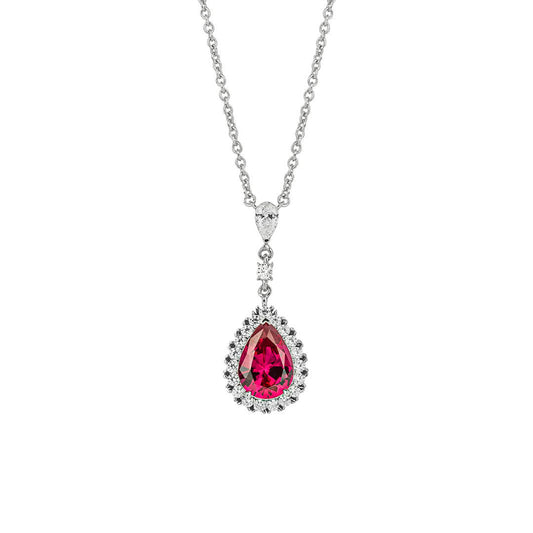 N4501 DF ZIRC RED Teardrop Pave Necklace