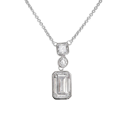N4551 DF ZIRC Emrld/Prin Cut Drop Necklace