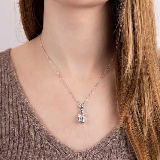 N4551 DF ZIRC Emrld/Prin Cut Drop Necklace