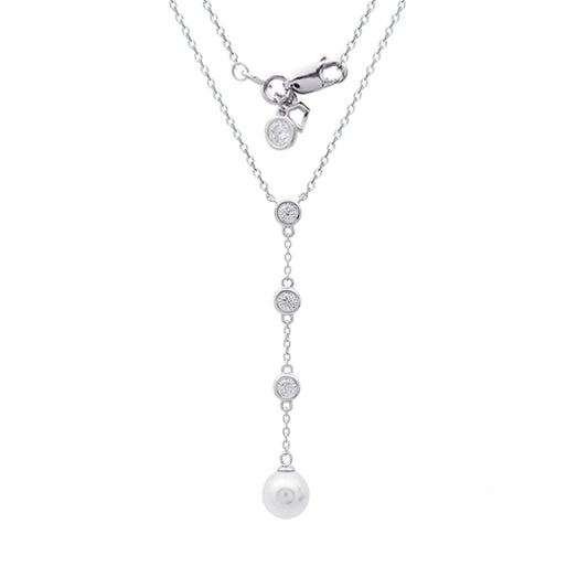 DF Drop CZ Pearl Necklace