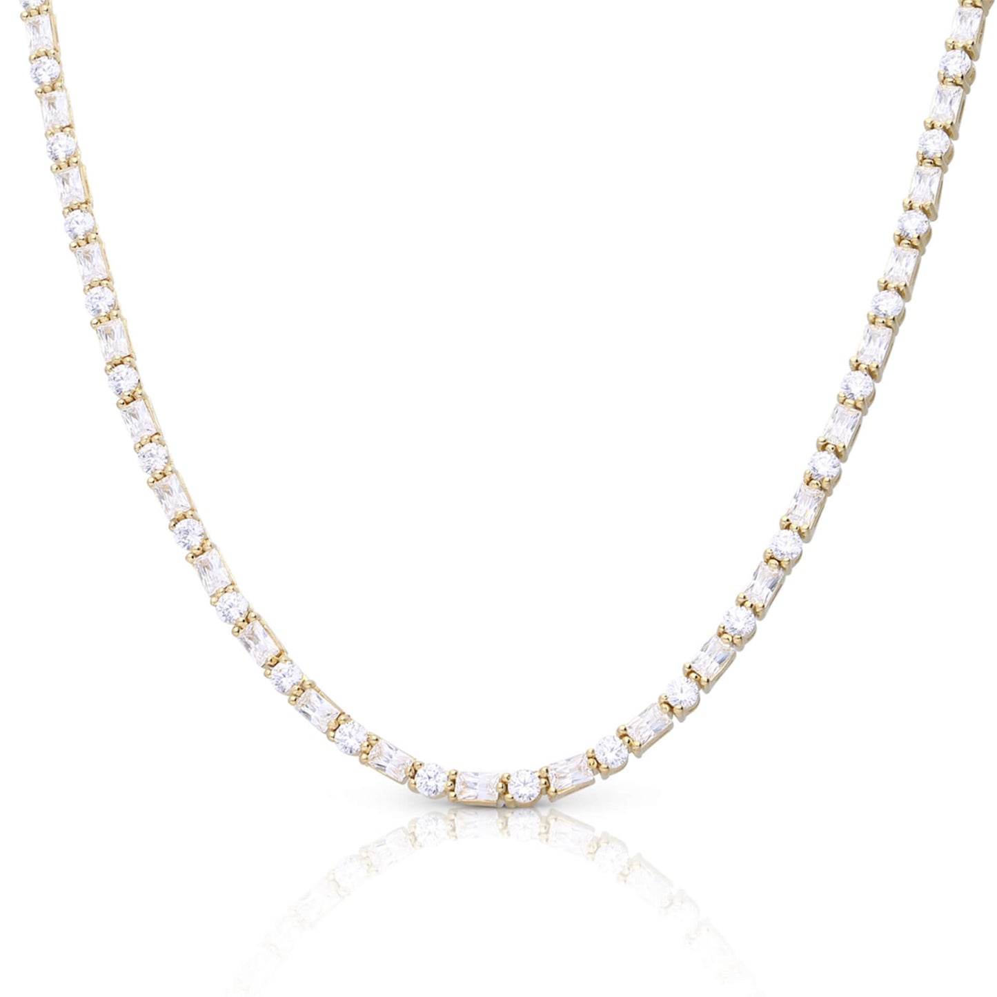 DF Gold Plated Baguette Round Necklace