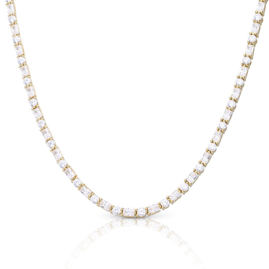 DF Gold Plated Baguette Round Necklace
