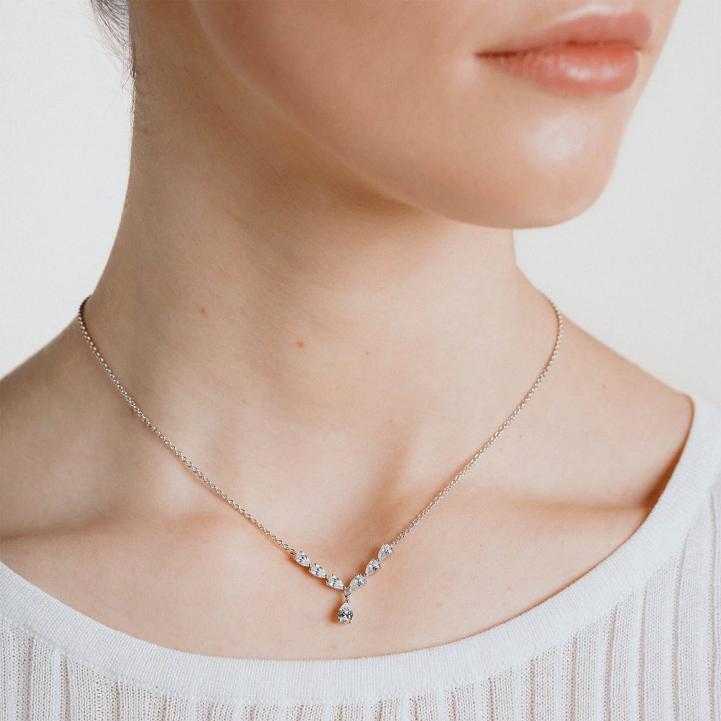 DF Statement CZ Teardrop Necklace