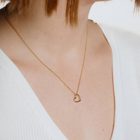 DF Gold Plate Hollow Heart Necklace