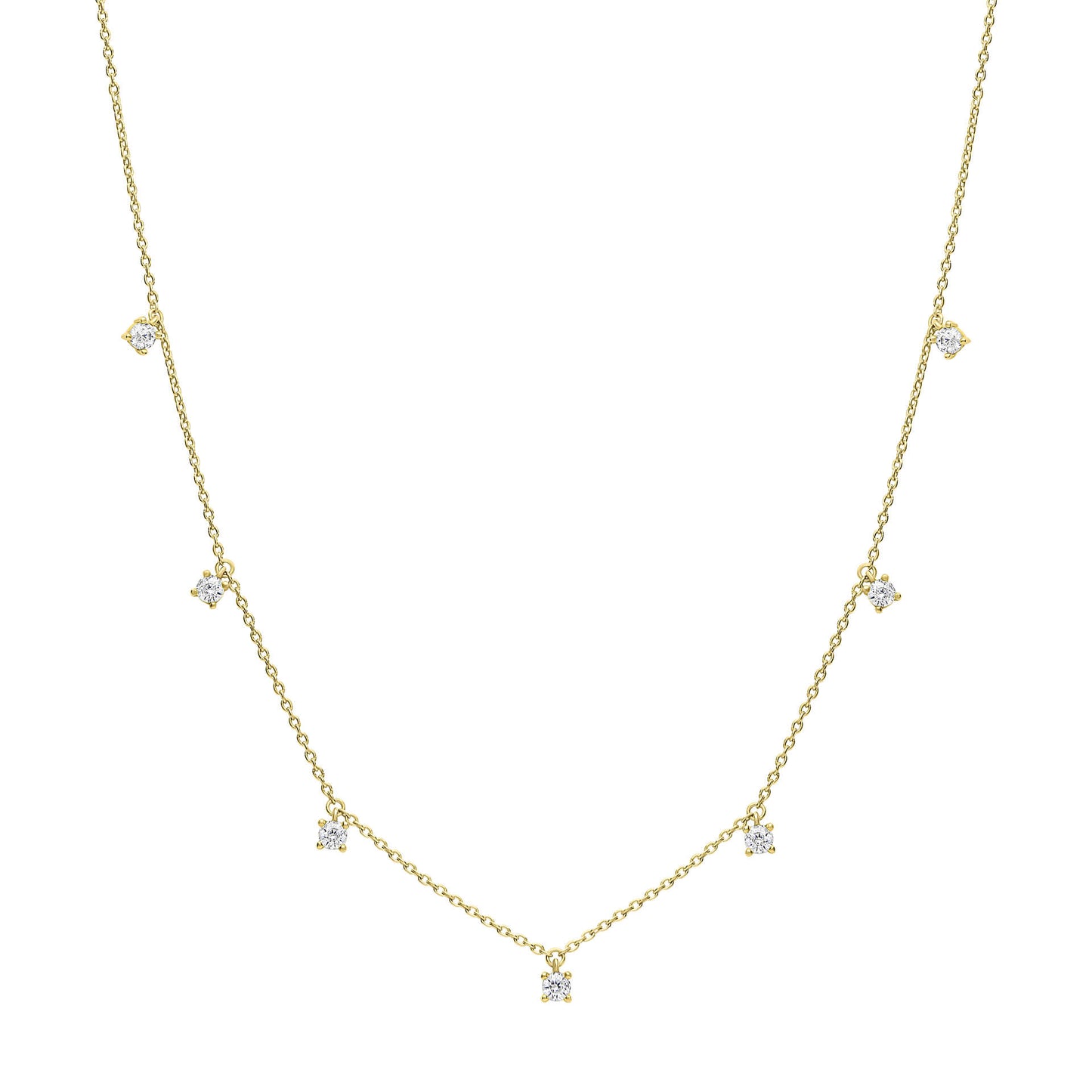 DF Gold Plate Slim Chain with CZ Necklace
