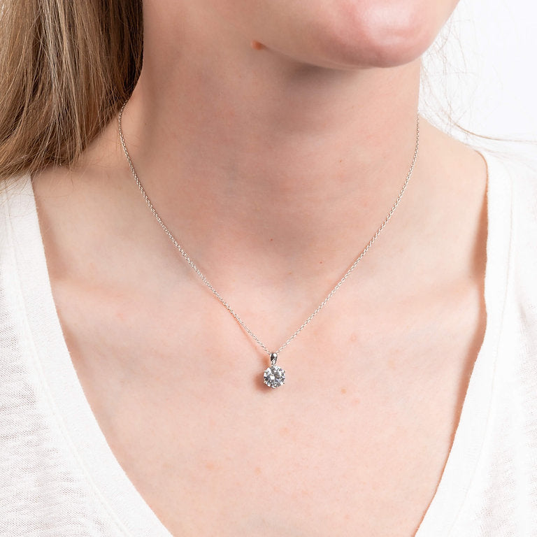 P4605 DF 6 Claw ZIRC 2ct Solitaire Claw Pendant