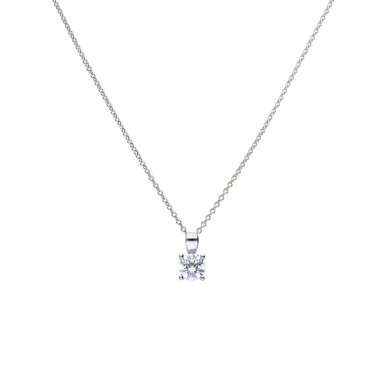 P4918 DFR 4 Claw ZIRC 0.75ct Solitaire Pendant