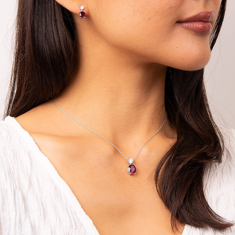 P5392 DF ZIRCONIA RED Oval Drop Pendant