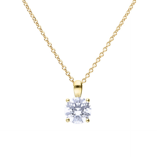 P5396 DF 4 Claw GLD PLT ZIRC 2.0ct Soltr Pendant