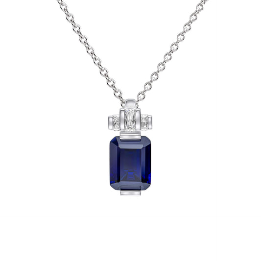 P5398 DF ZIRC BLUE Emerald Cut Pendant