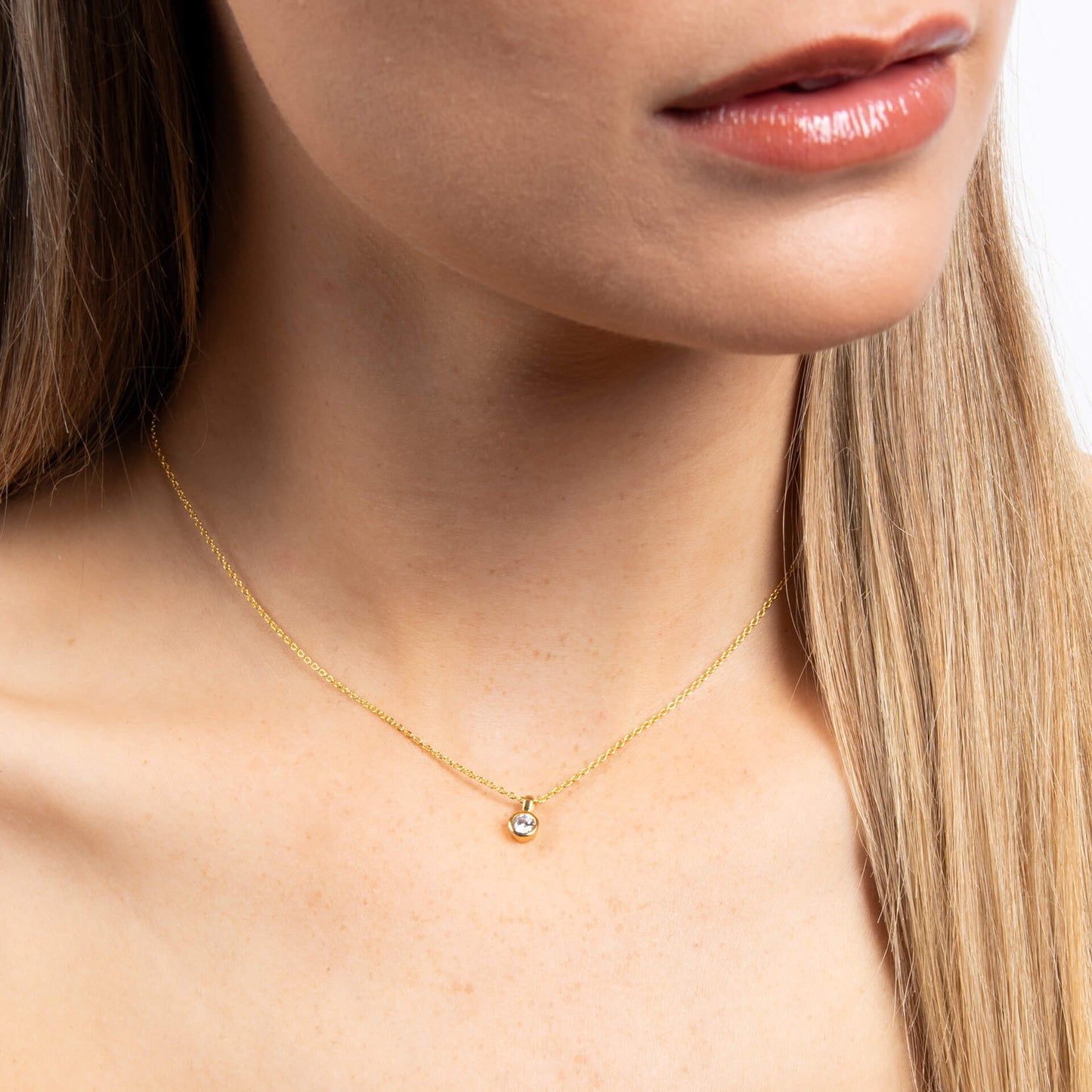 DF Gold Plate Round 0.25ct CZ Pendant