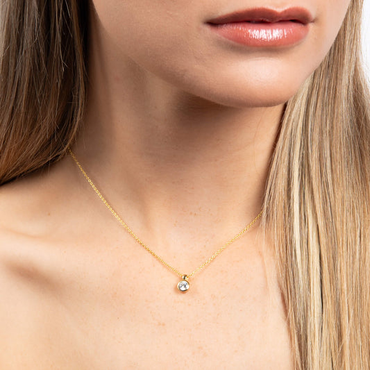 DF Gold Plate Round 0.5ct CZ Pendant
