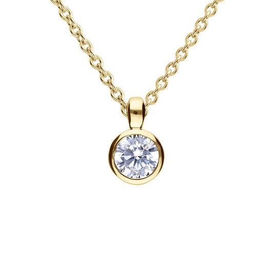 DF Gold Plate Round 0.5ct CZ Pendant