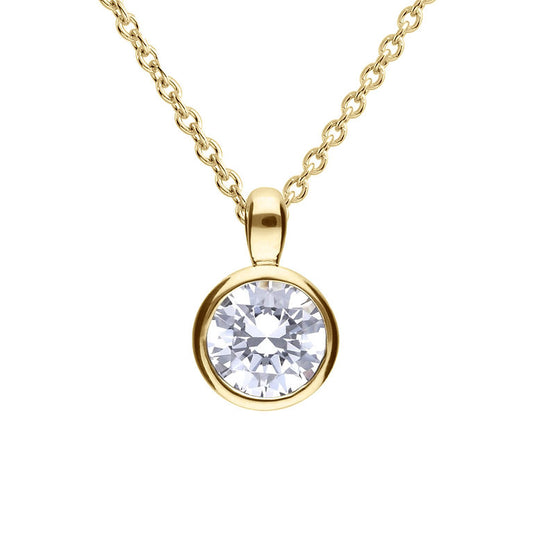DF Gold Plate Round 1ct CZ Pendant