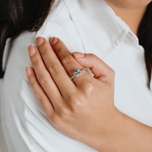 R3626 16 DF ZIRC Square Cut Pve Ring