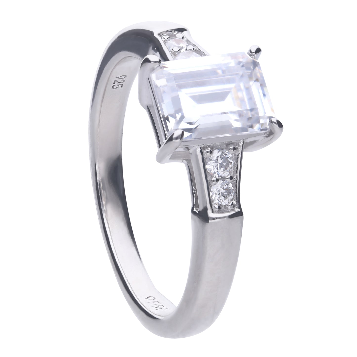 R3714 16 DF ZIRCONIA Emerald Cut Ring