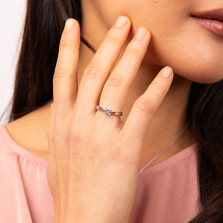 R3750 DF 4 Claw ZIRC 0.5ct Solitair Ring