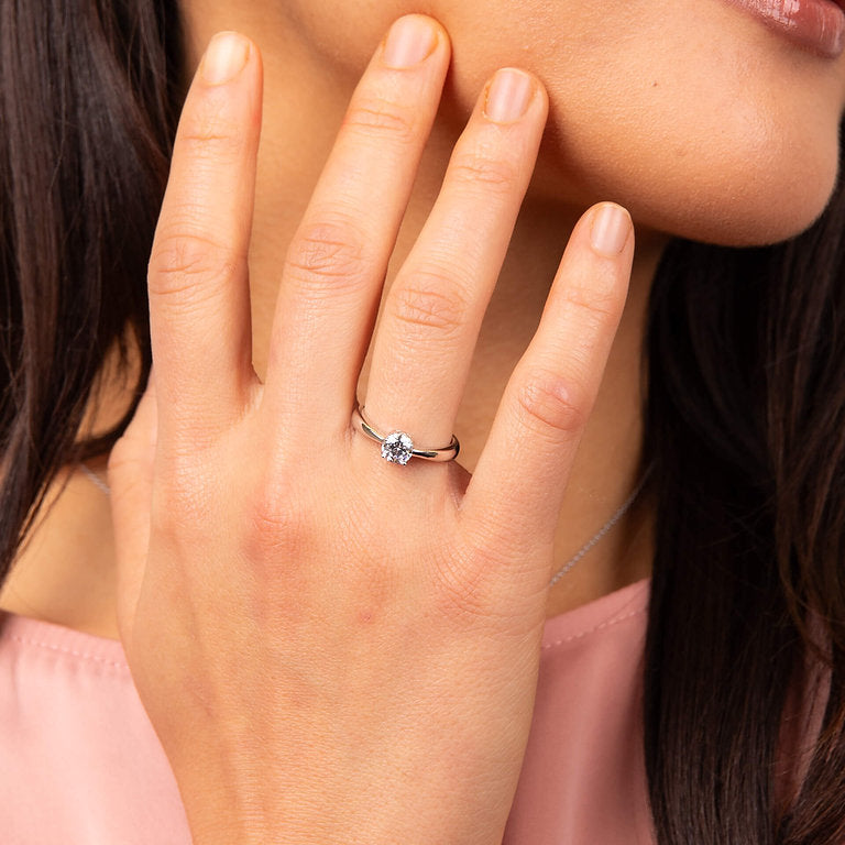 R3751 DF 4 Claw ZIRC 0.75ct Solitr Ring