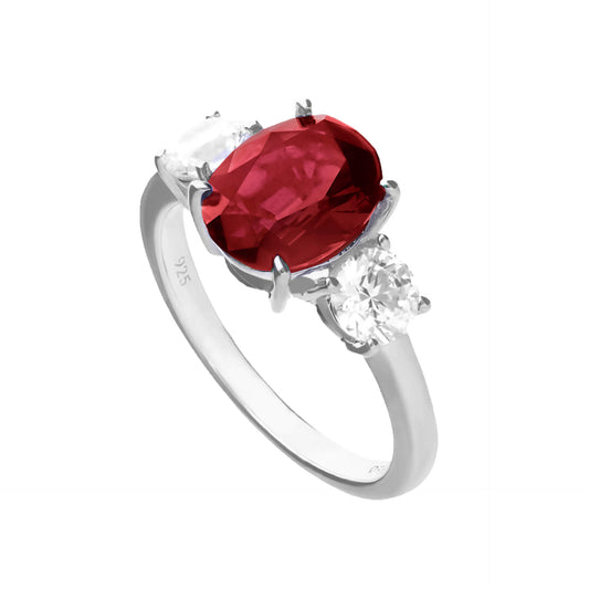R3864 16 DF ZIRC RED Oval Triligy Ring