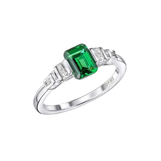 R3870 16 DF ZIRC GREEN Emrld Cut Ring