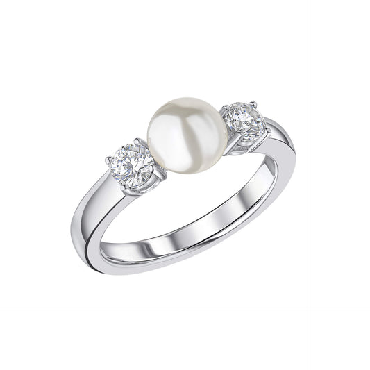 R3872 16 DF ZIRC WHT SHELL PRL Ring