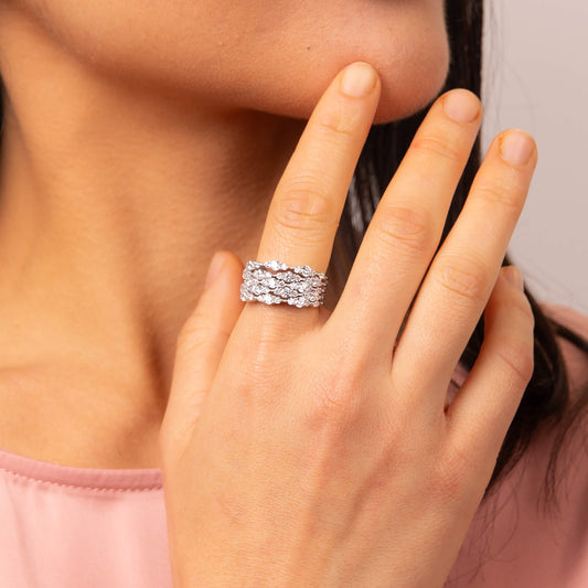 R3873 16 DF ZIRCONIA Chunky Band Ring