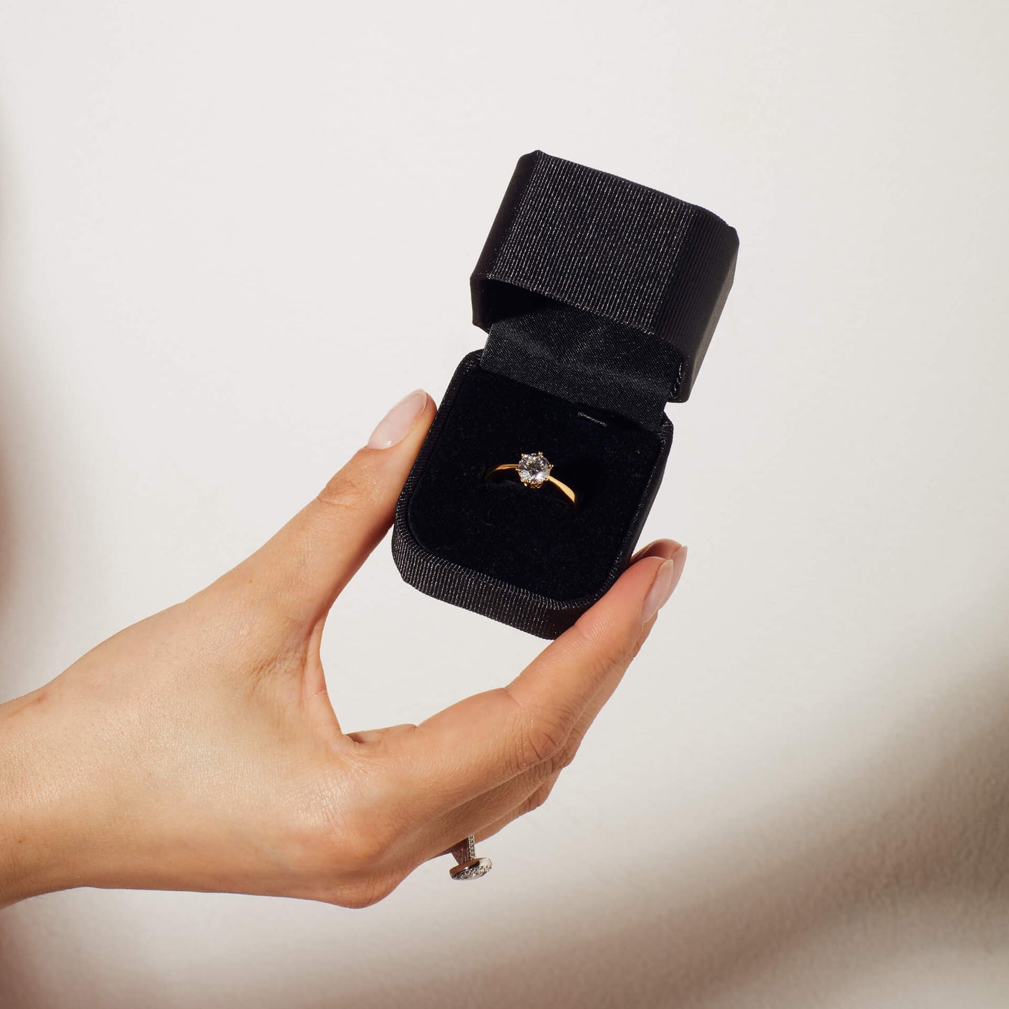 DF 6 Claw Gold Plate 1.5ct CZ Solitaire Ring