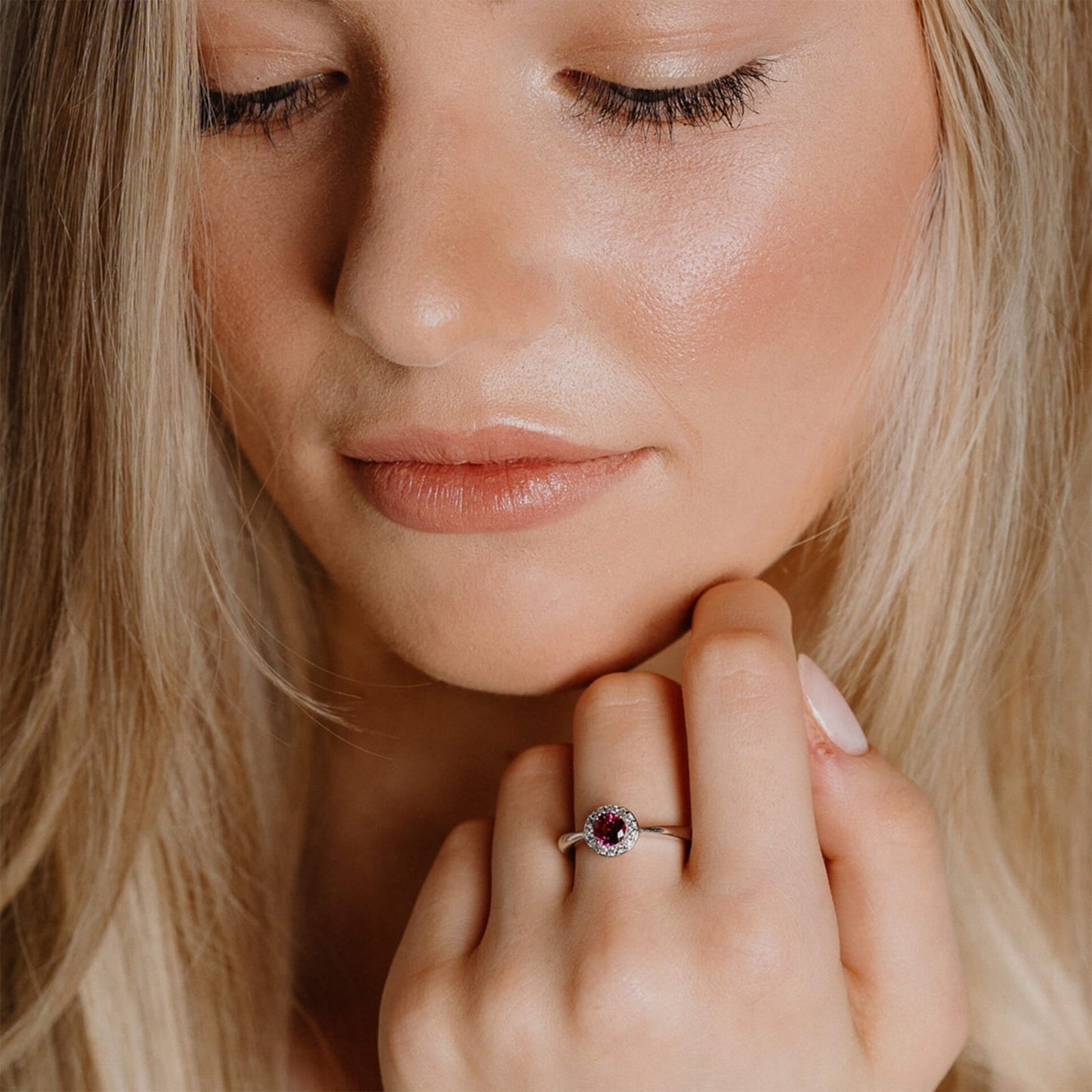 DF Round Ruby CZ Cluster Ring