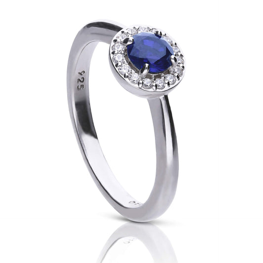 DF Round Sapphire CZ Cluster Ring