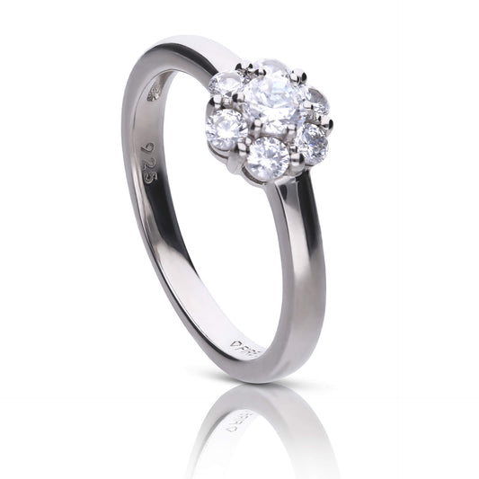 DF CZ Flower Set Cluster Ring