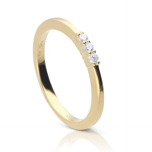 DF Gold Plate Trio CZ Slim Ring