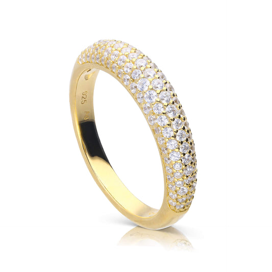 DF Gold Plate CZ Textured Ring