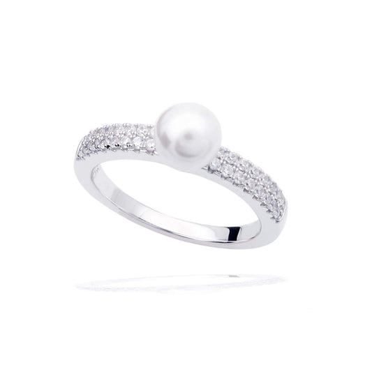 DF Shell Pearl Double CZ Ring