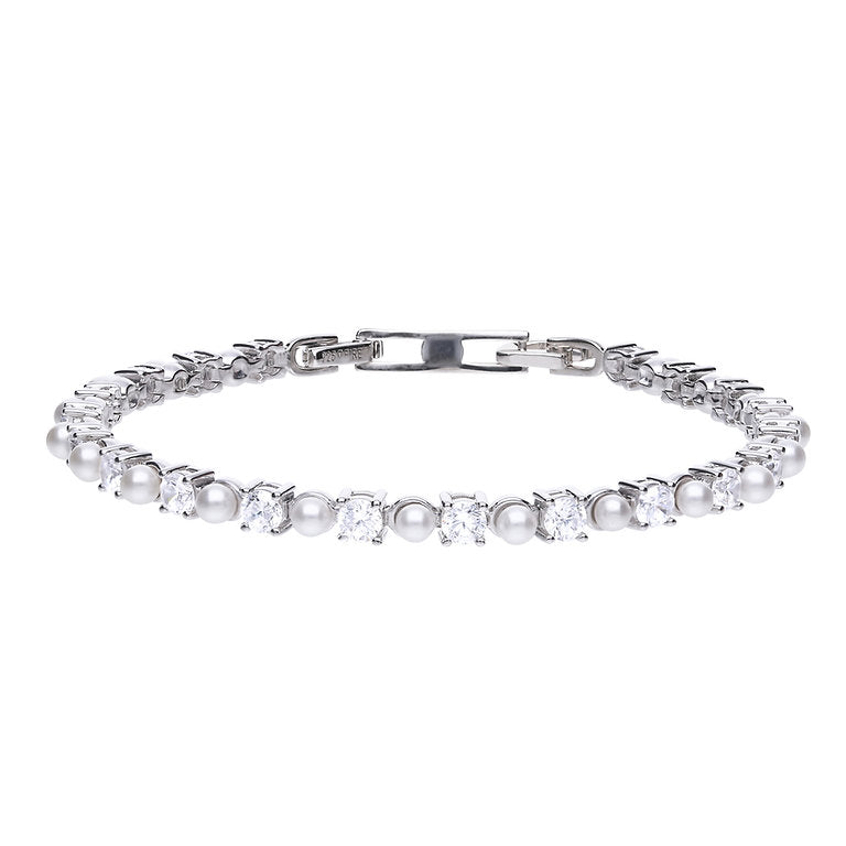 B5302 DF ZIRC WHT PEARL Tennis Bracelet