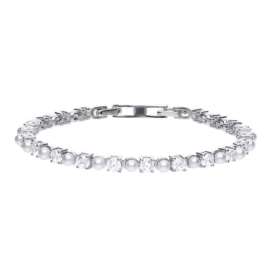 B5302 DF ZIRC WHT PEARL Tennis Bracelet