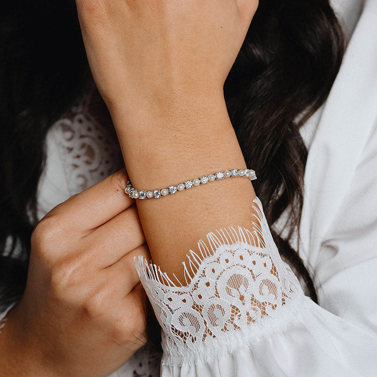 B5302 DF ZIRC WHT PEARL Tennis Bracelet