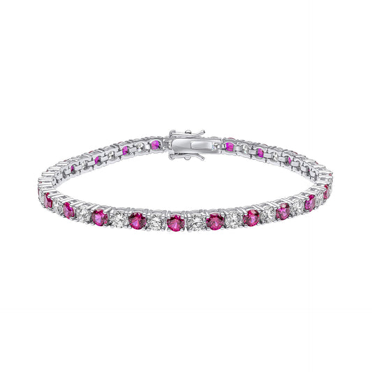 B5474 DF ZIRC RED Round Tennis Bracelet
