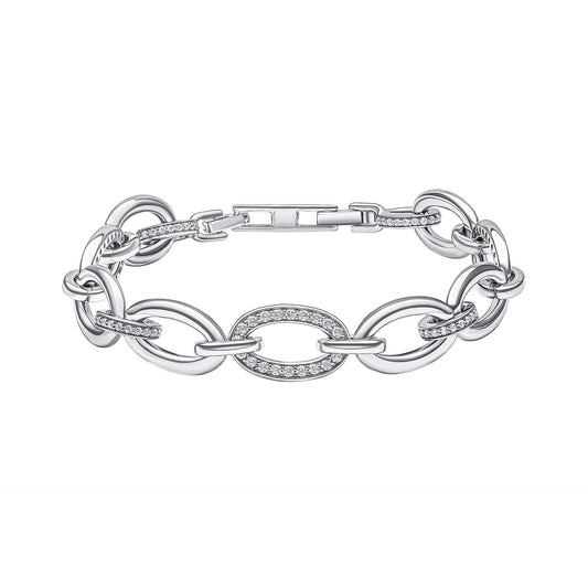 B5478 DF ZIRC WHT Lrge Link Chain Bracelet