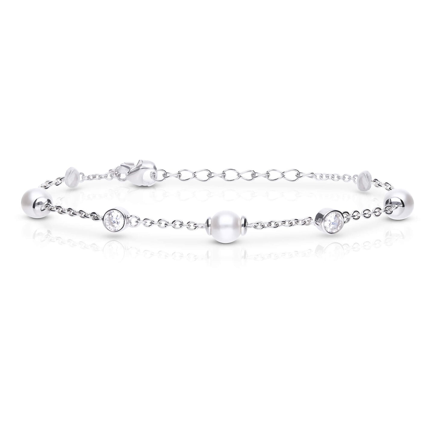 DF Alternate CZ and Shell Pearl Bracelet
