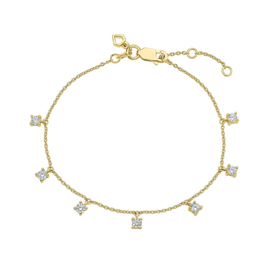 DF Gold Plate Slim Chain with CZ Bracelet