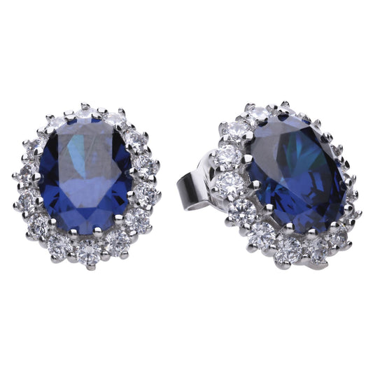 E5586 DF ZIRCONIA BLUE Ovl Clustr Earrings