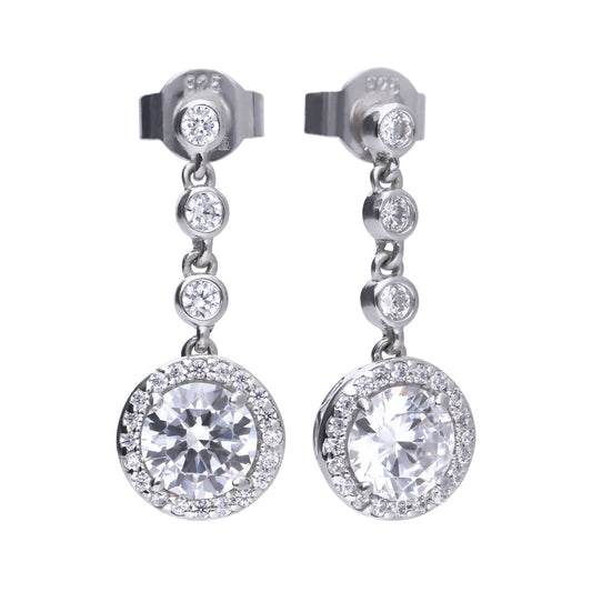 E5588 DF ZIRCONIA Round Pave Drop Earring